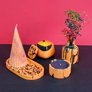 Altı parça set turuncu siyah