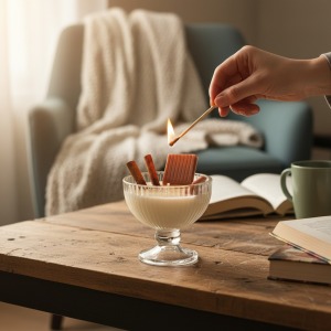 Soya wax cam cup mum tarçınlı ve çukulata aromalı